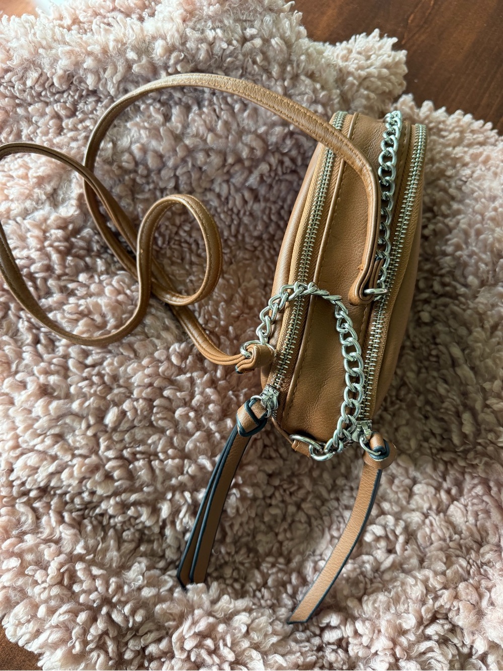 wild fable Tan Crossbody Bag with Dual Zips